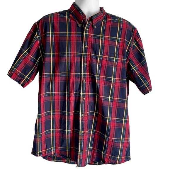 Roundtree & Yorke Short Sleeve Button Down Cotton Shirt Men's Large - Picture 2 of 7